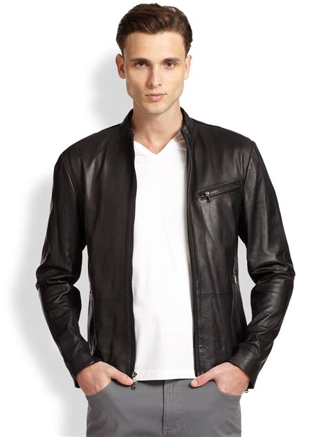 michael kors leather moto jacket men's|Michael Kors black moto jacket.